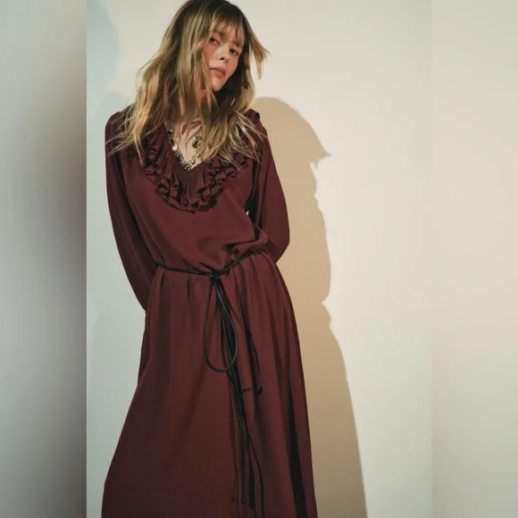 ZARA ~  Frill Midi Dress ZW Collection - Picture 5 of 11